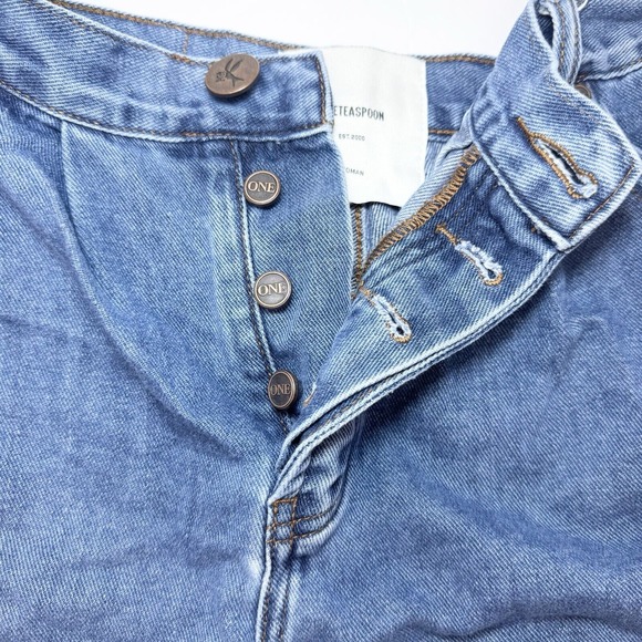 One Teaspoon Smiths Tailored Low Waist Denim Shorts Size 29 Festival Grunge - Picture 4 of 12